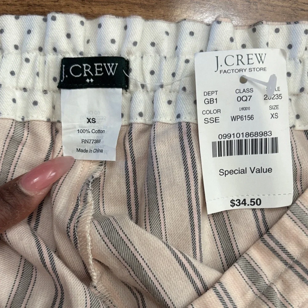 NWT never worn J Crew Striped Track Pajama Pants in Cream and Gray